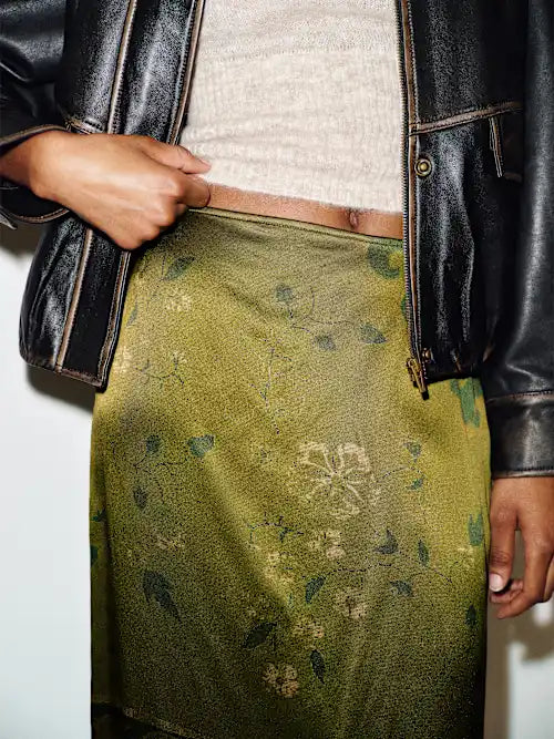 Helen Low Waist Silk Midi Skirt