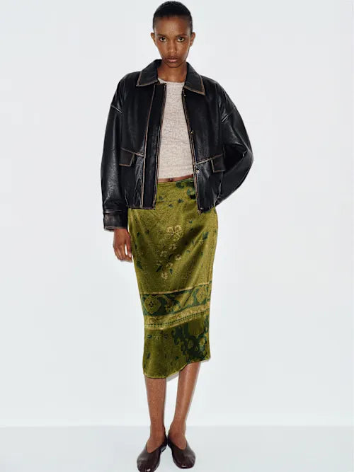 Helen Low Waist Silk Midi Skirt