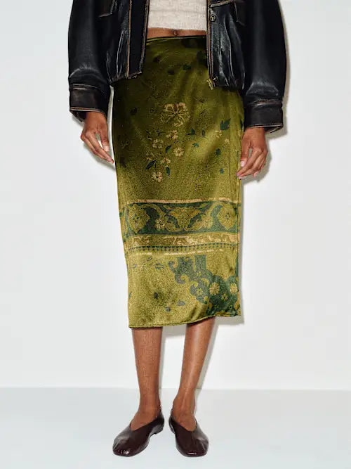 Helen Low Waist Silk Midi Skirt